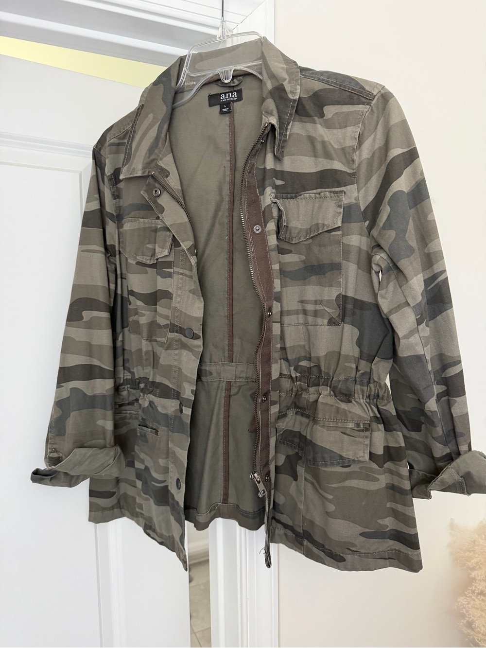 a.n.a Olive Camo Drawstring Utility Jacket